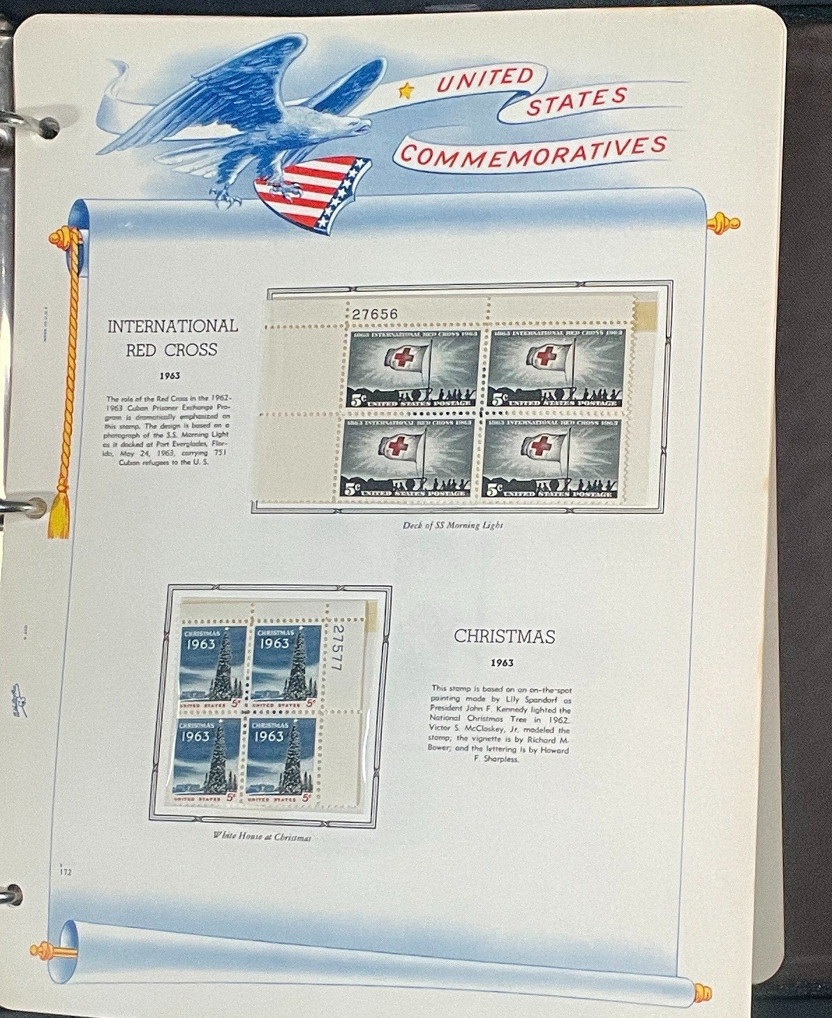 United States Plate Block Stamp Collection Album White Ace (MNH) 1918-1963 ZAYIX