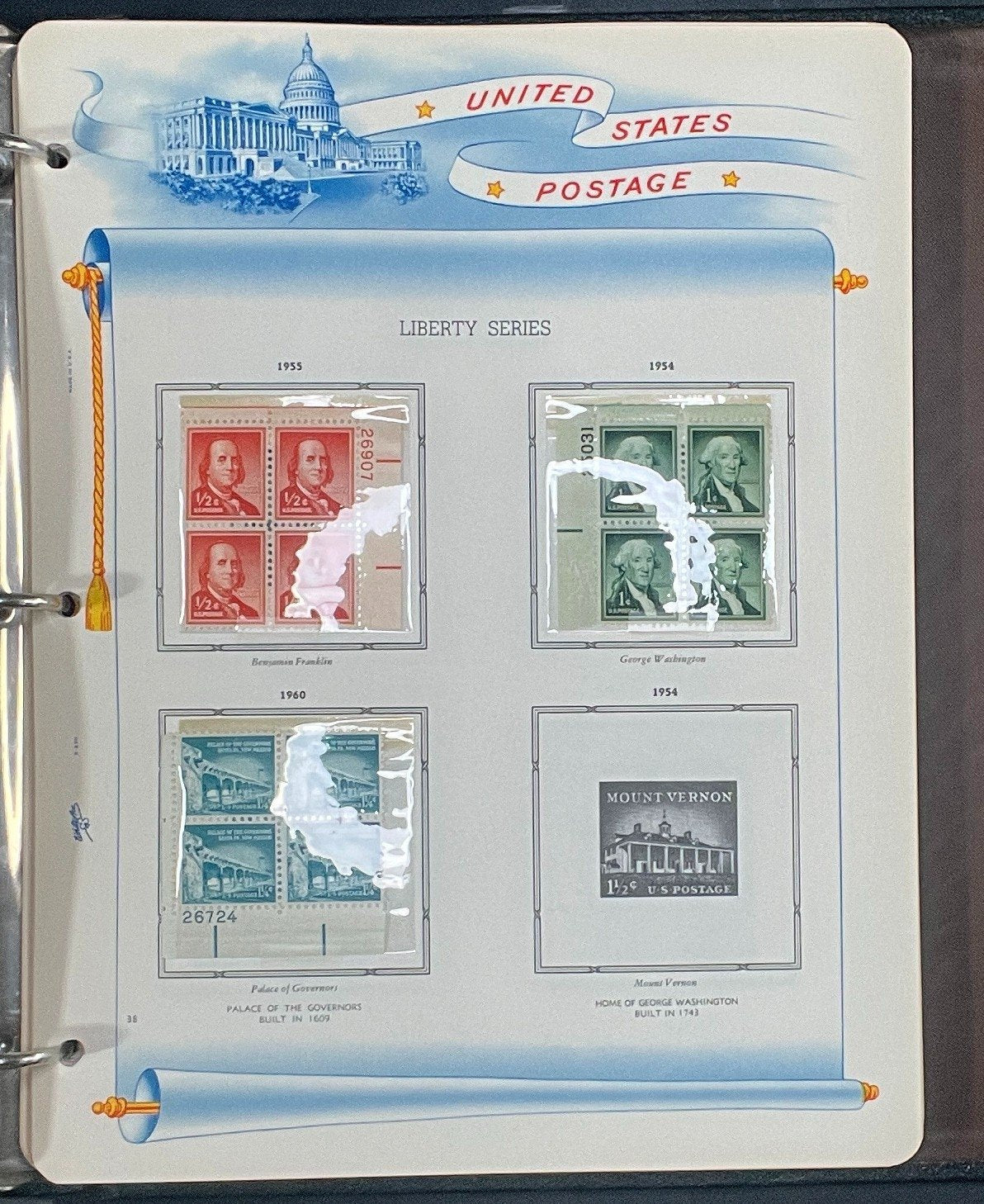 United States Plate Block Stamp Collection Album White Ace (MNH) 1918-1963 ZAYIX