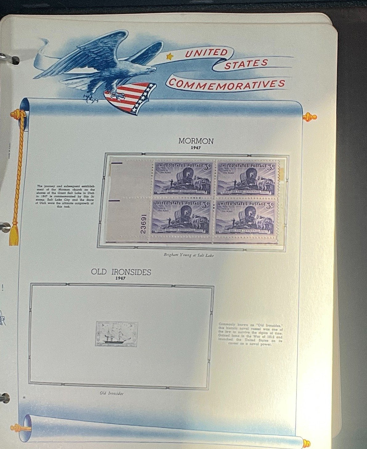 United States Plate Block Stamp Collection Album White Ace (MNH) 1940-1952 ZAYIX