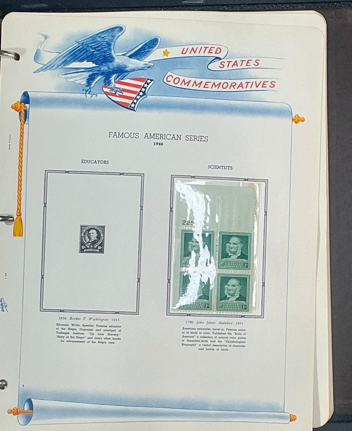 United States Plate Block Stamp Collection Album White Ace (MNH) 1940-1952 ZAYIX