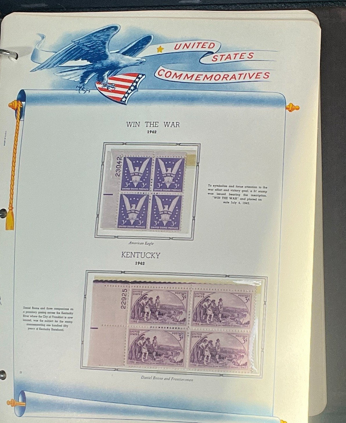 United States Plate Block Stamp Collection Album White Ace (MNH) 1940-1952 ZAYIX