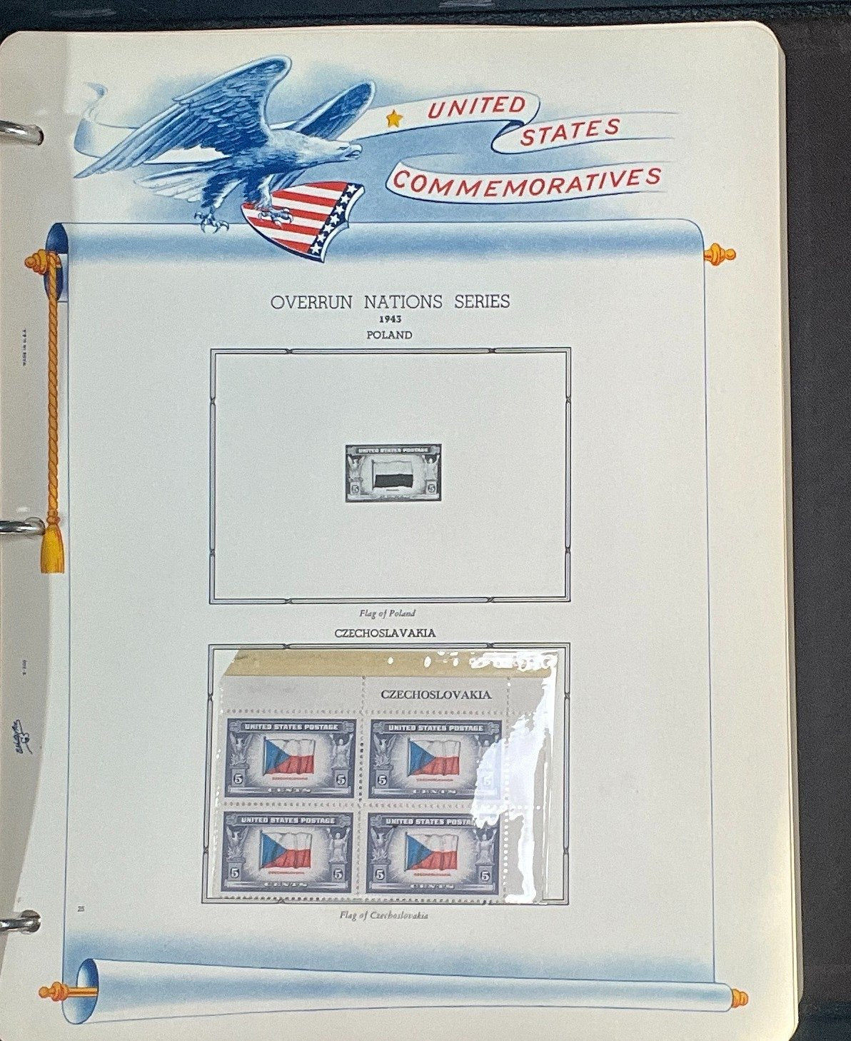 United States Plate Block Stamp Collection Album White Ace (MNH) 1940-1952 ZAYIX