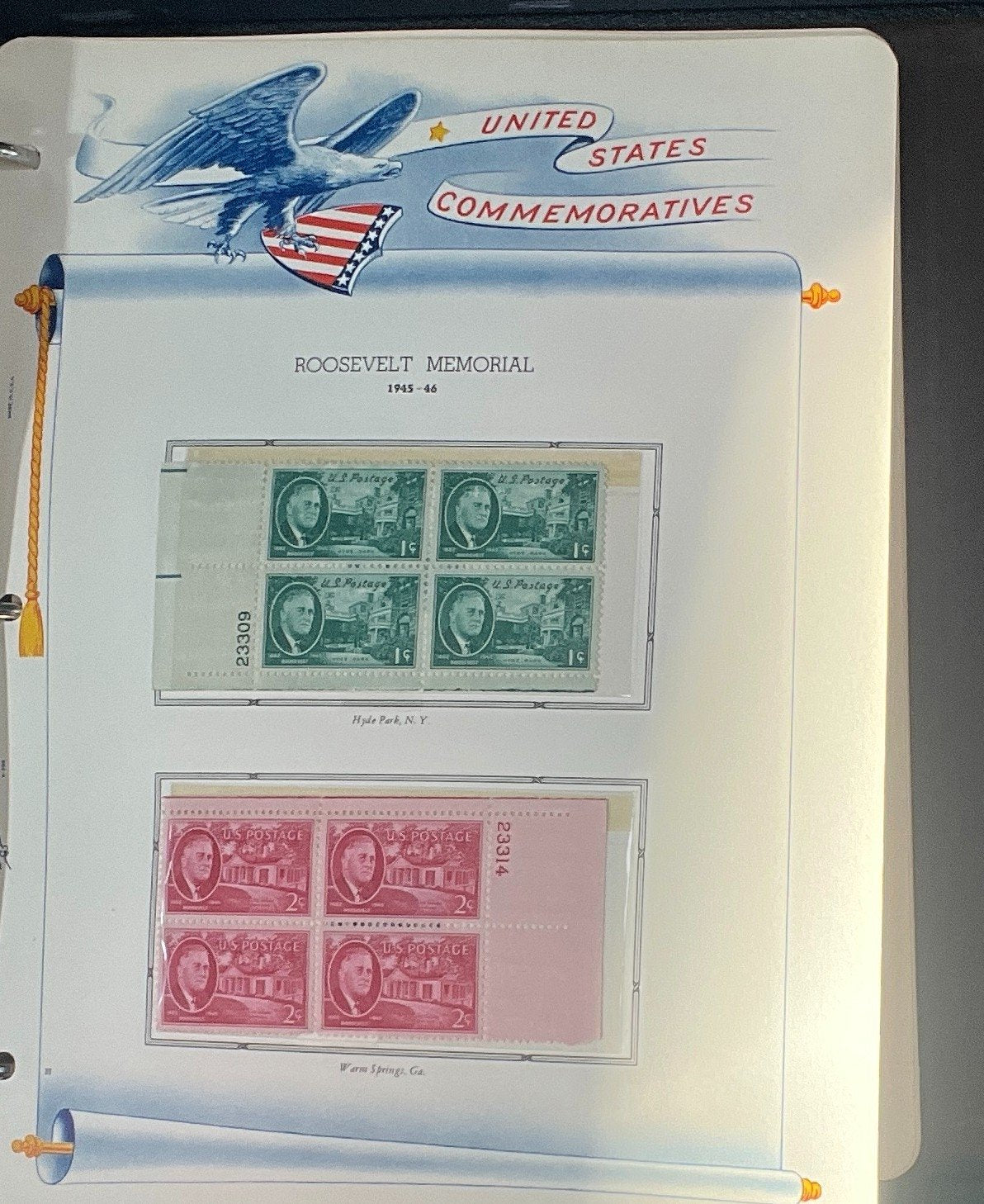 United States Plate Block Stamp Collection Album White Ace (MNH) 1940-1952 ZAYIX