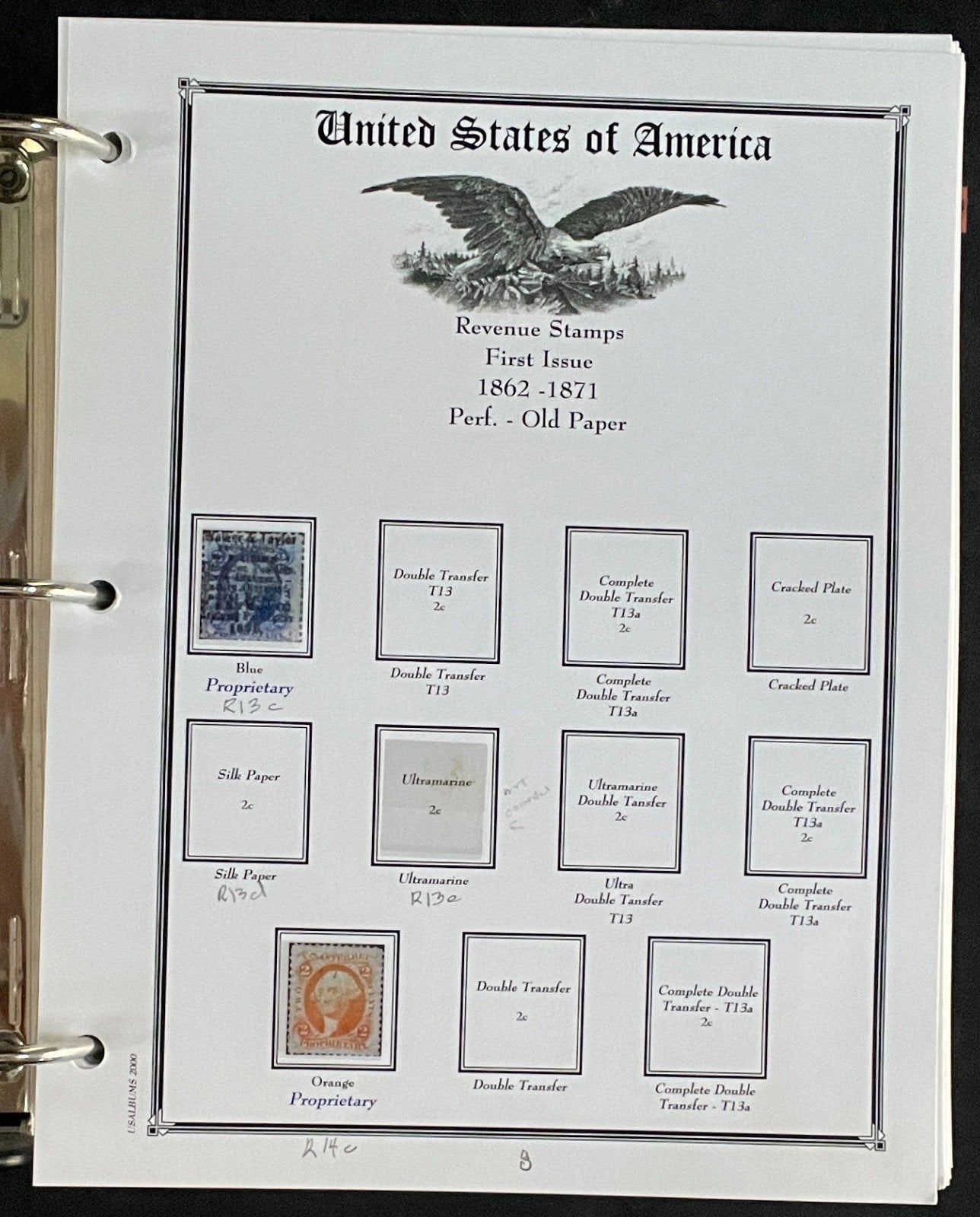 United States Revenue Stamps Album 217 Color Pages 1862-1962 ZAYIX