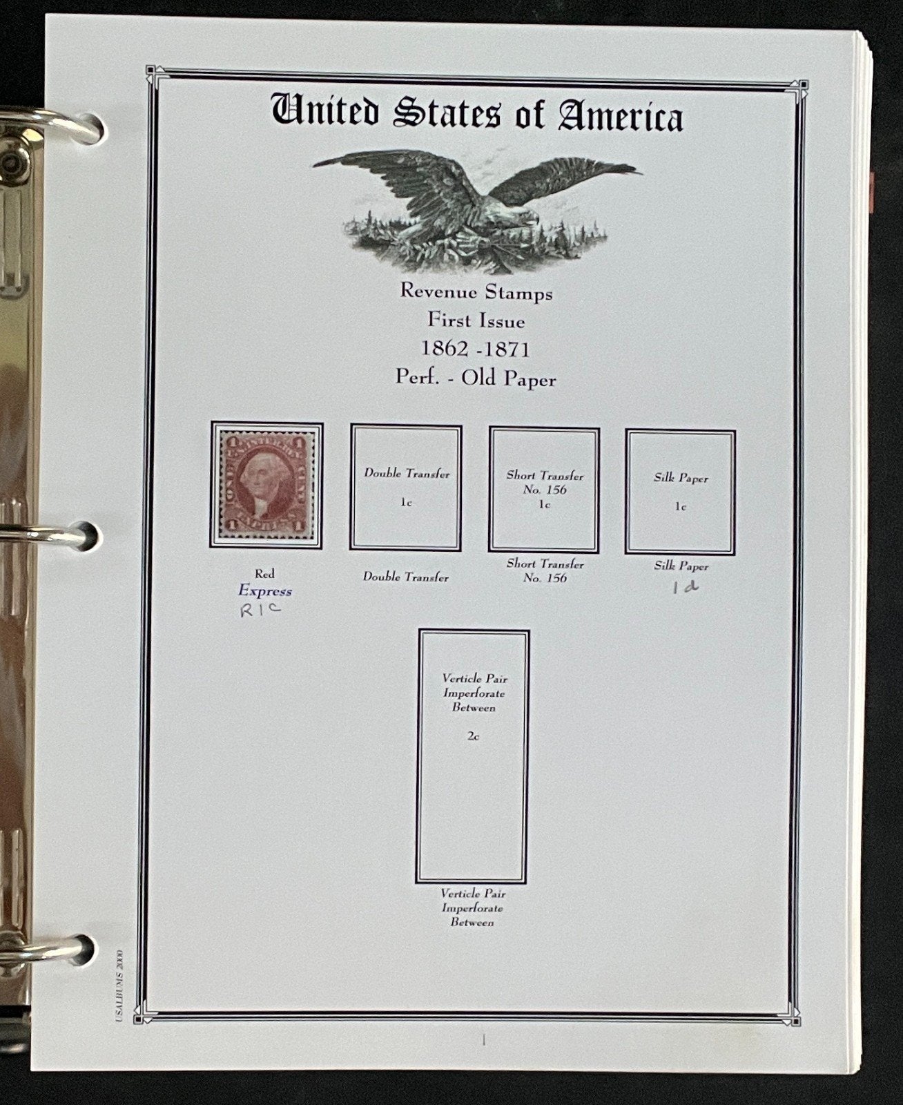United States Revenue Stamps Album 217 Color Pages 1862-1962 ZAYIX