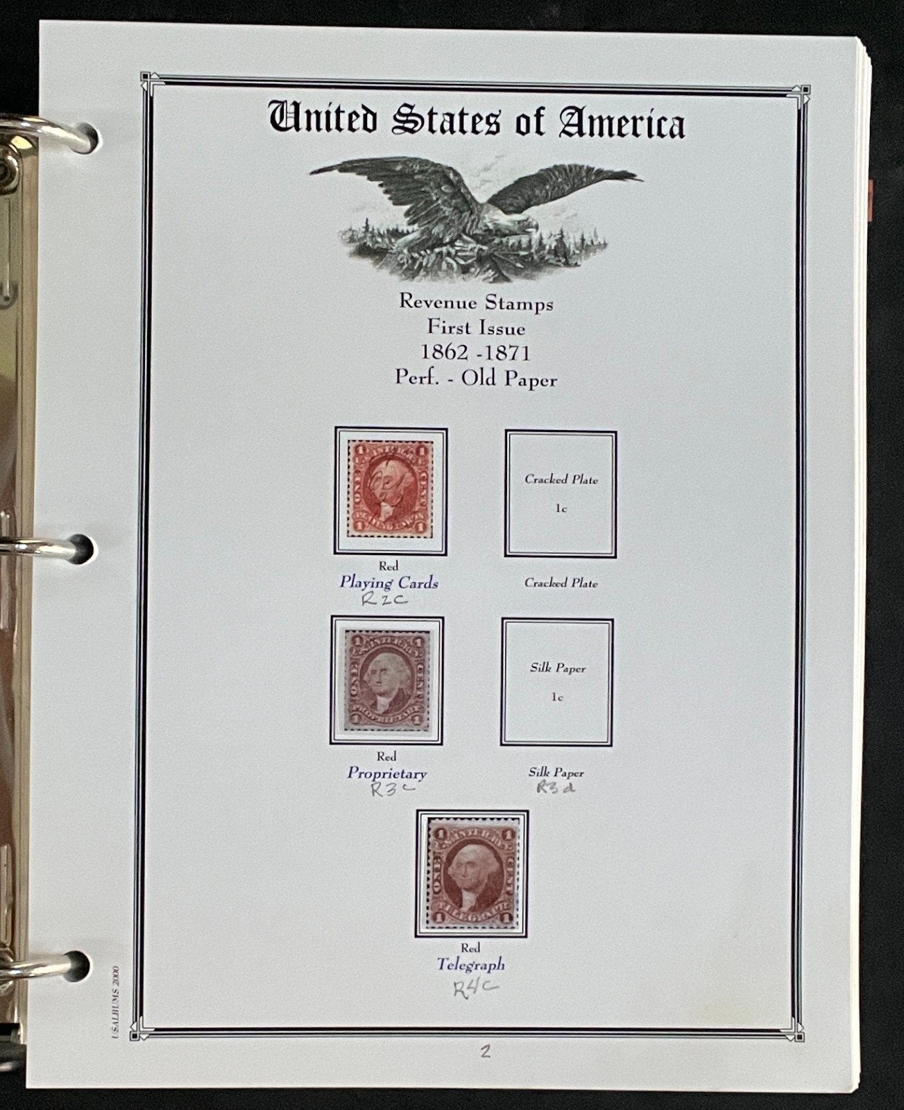 United States Revenue Stamps Album 217 Color Pages 1862-1962 ZAYIX
