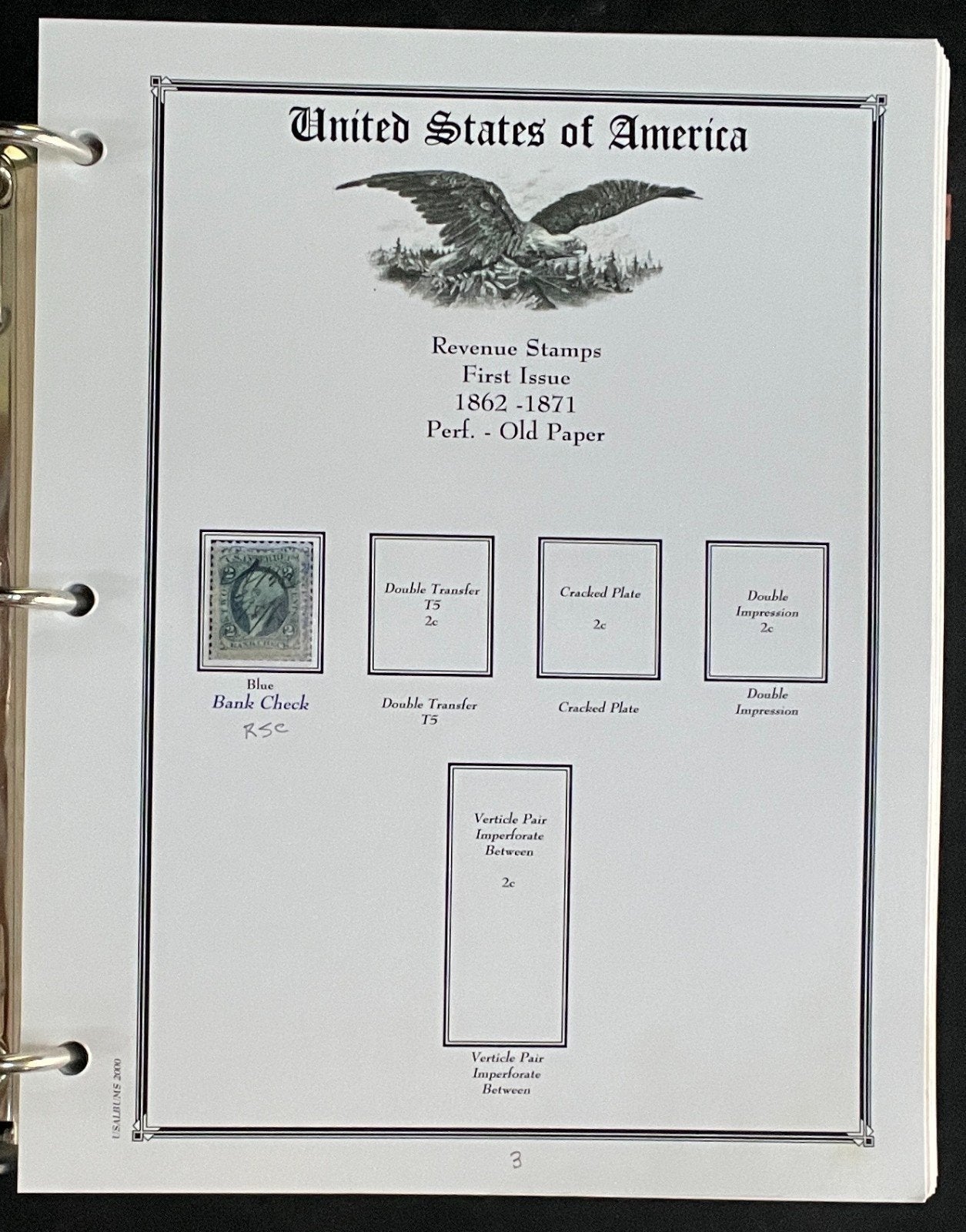 United States Revenue Stamps Album 217 Color Pages 1862-1962 ZAYIX