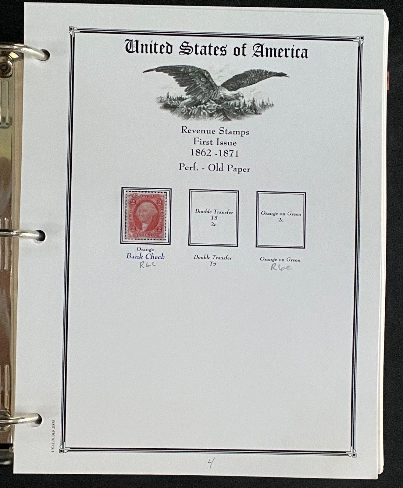 United States Revenue Stamps Album 217 Color Pages 1862-1962 ZAYIX