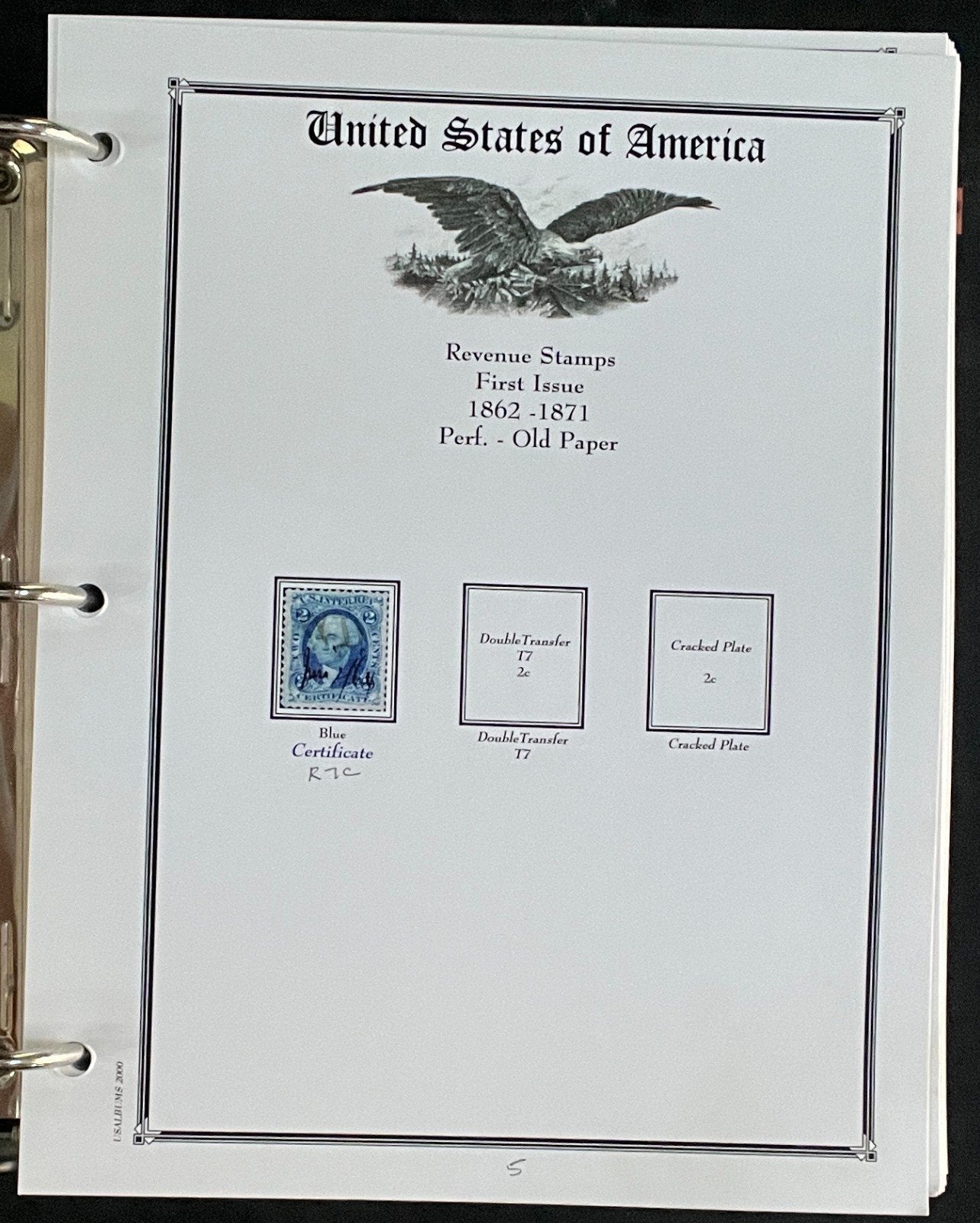 United States Revenue Stamps Album 217 Color Pages 1862-1962 ZAYIX