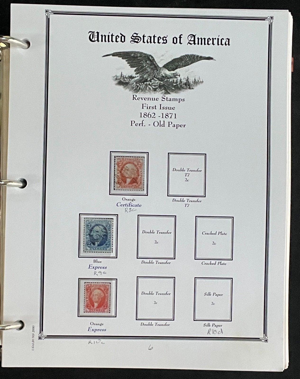 United States Revenue Stamps Album 217 Color Pages 1862-1962 ZAYIX