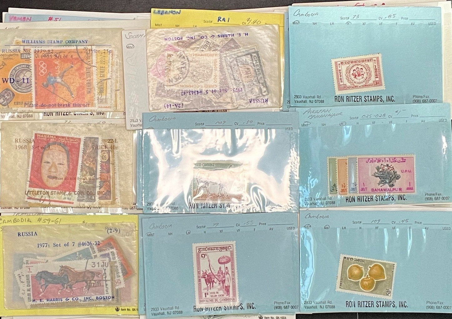 World Wide Stamp Collection Dealer Cards Mint & Used Thousands of Stamps ZAYIX