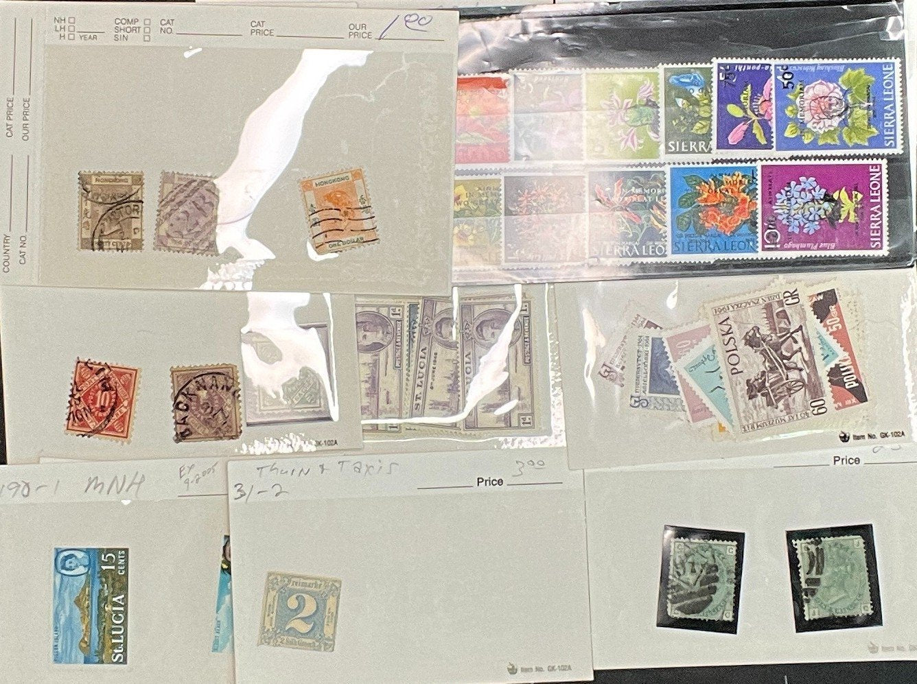 World Wide Stamp Collection Dealer Cards Mint & Used Thousands of Stamps ZAYIX