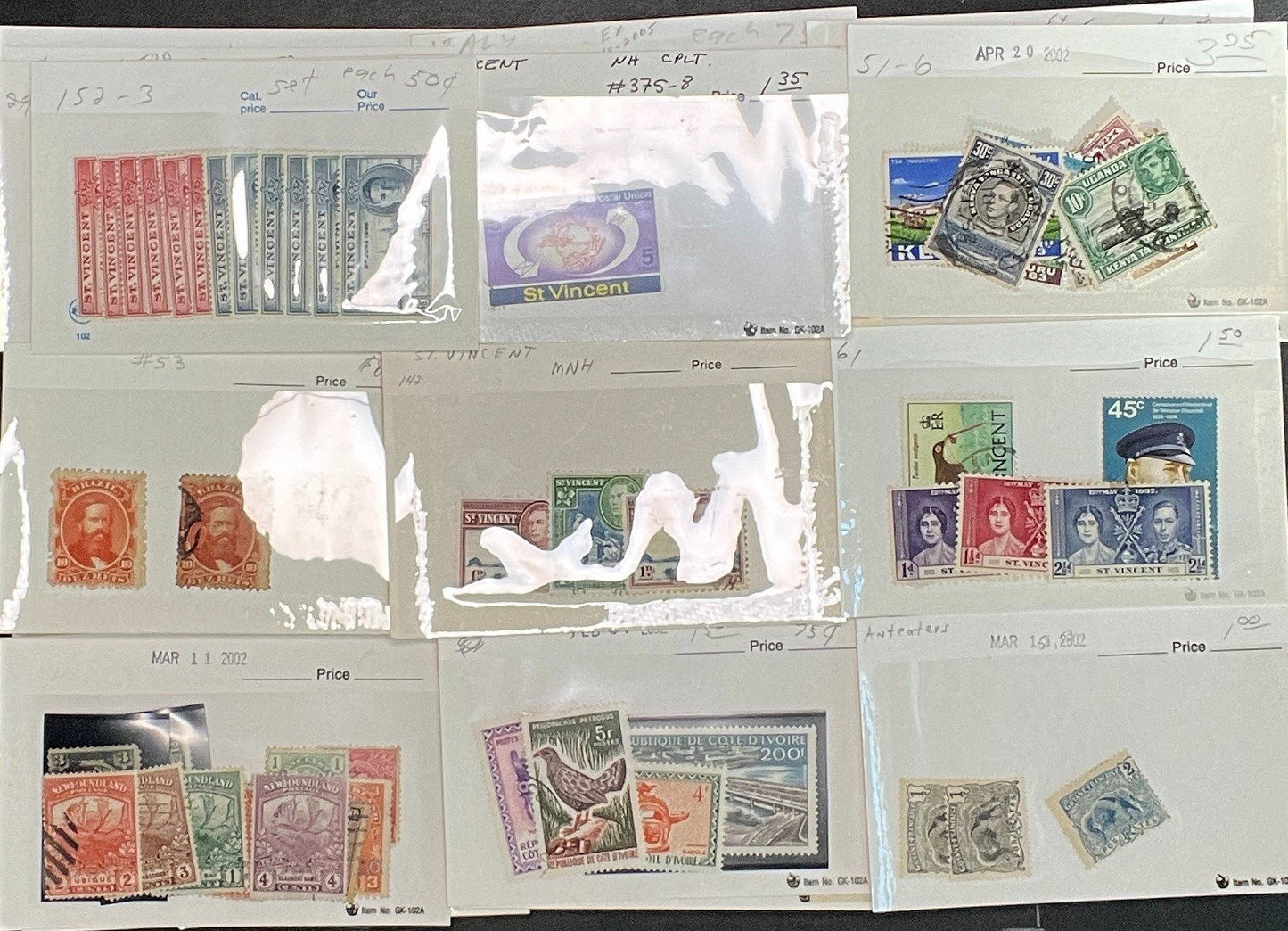 World Wide Stamp Collection Dealer Cards Mint & Used Thousands of Stamps ZAYIX