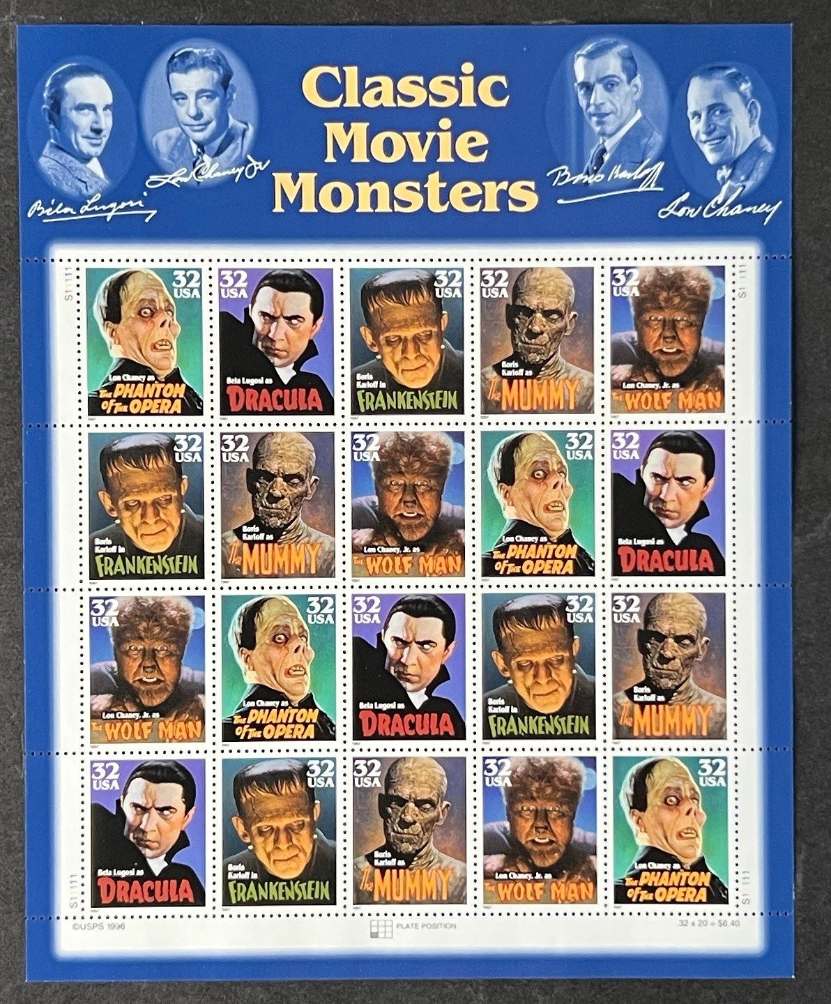US 3168-3172 Mint Sheet (MNH) Movie Monsters (PB10) 32-Cent 1997 ZAYIX