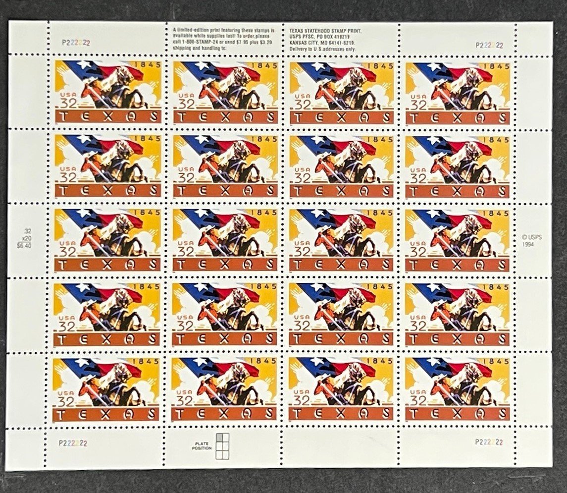 US 2968 Mint Sheet (MNH) Texas Statehood 150th Anniversary 32-Cent 1995 ZAYIX