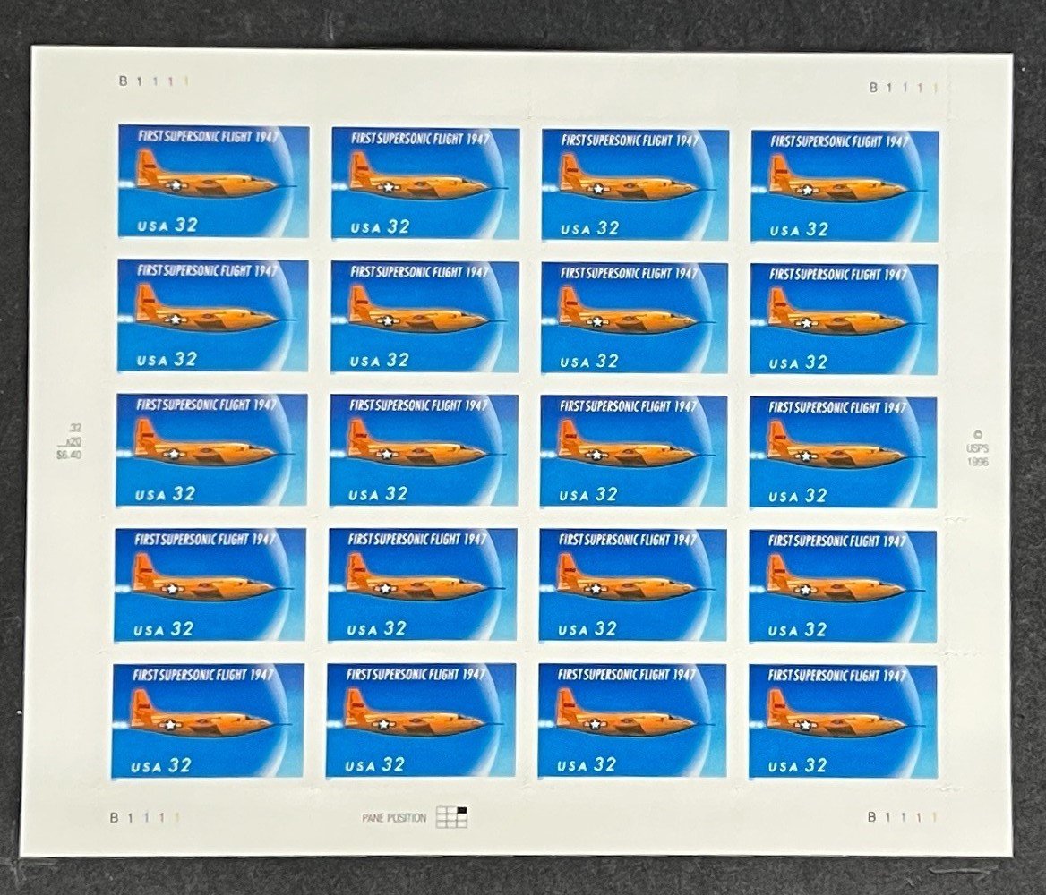 US 3173 Mint Sheet (MNH) First Supersonic Flight 50th 32-Cent 1997 ZAYIX