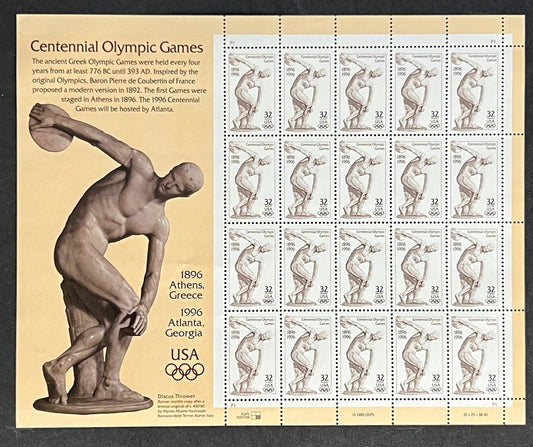 US 3087 Mint Sheet (MNH) Olympic Games Discobolus 32-Cent 1996 ZAYIX