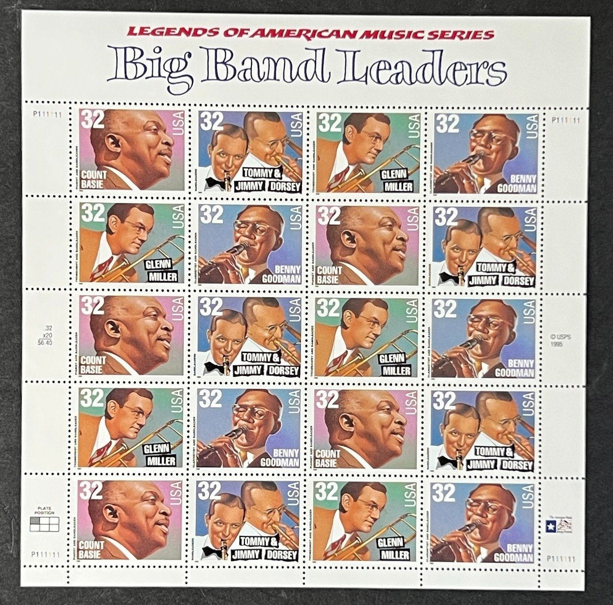 US 3096-3099 Mint Sheet (MNH) Big Band Leaders 32-Cent 1996 ZAYIX