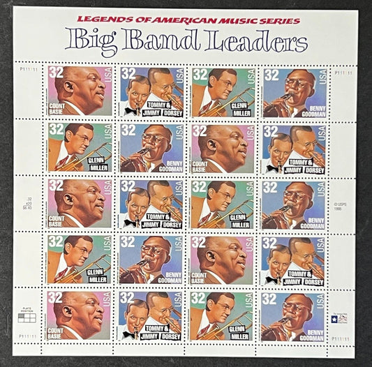 US 3096-3099 Mint Sheet (MNH) Big Band Leaders 32-Cent 1996 ZAYIX
