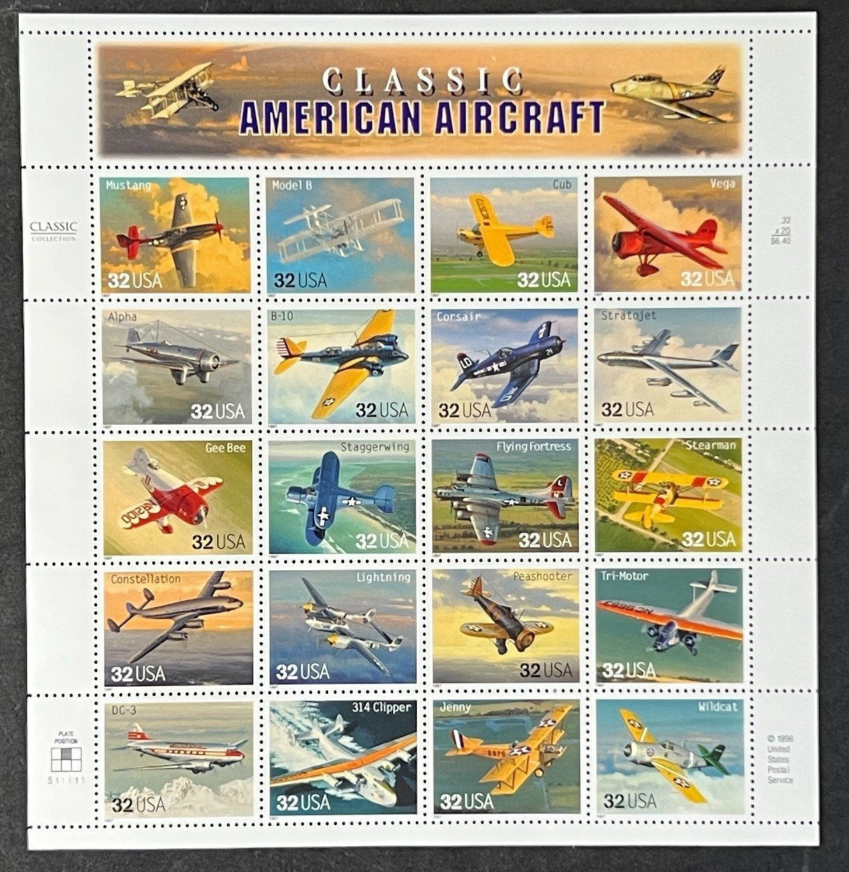 US 3142 Mint Sheet (MNH) Classic American Aircraft 32-Cent 1997 ZAYIX