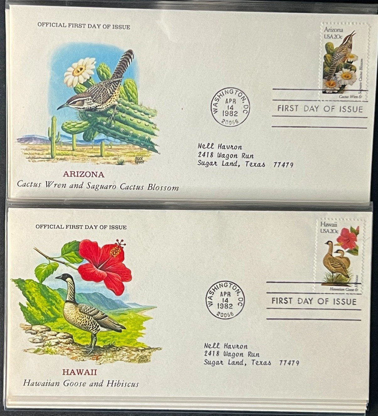 U.S. Birds & Flowers (FDC) First Day Cover Collection Album 1982 ZAYIX