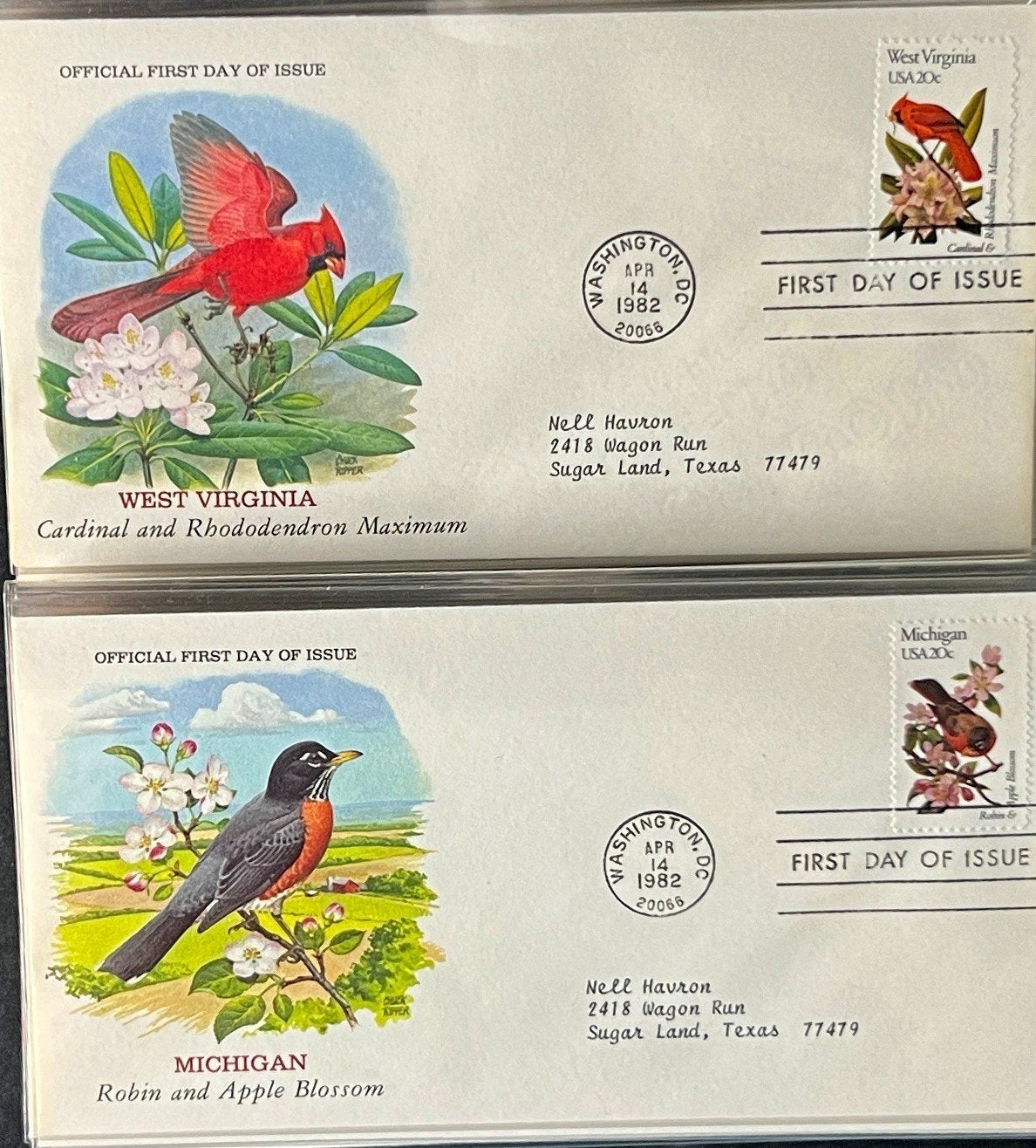 U.S. Birds & Flowers (FDC) First Day Cover Collection Album 1982 ZAYIX