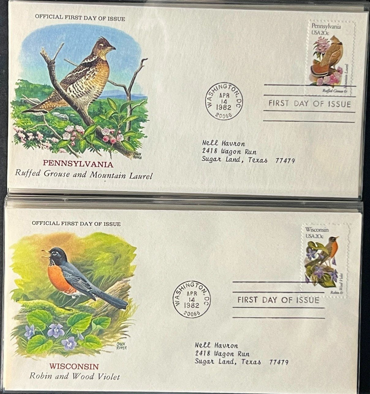 U.S. Birds & Flowers (FDC) First Day Cover Collection Album 1982 ZAYIX