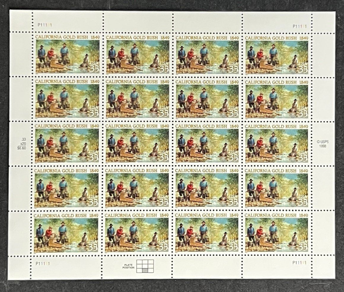 US 3316 Mint Sheet (MNH) California Gold Rush 150th 33-Cent 1999 ZAYIX