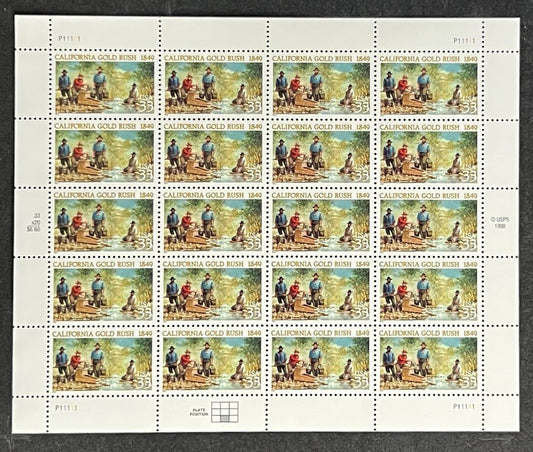 US 3316 Mint Sheet (MNH) California Gold Rush 150th 33-Cent 1999 ZAYIX