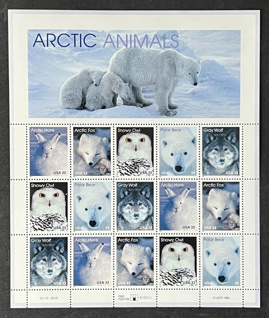 US 3288-3292 Mint Sheet (MNH) Arctic Animals 33-Cent 1999 ZAYIX