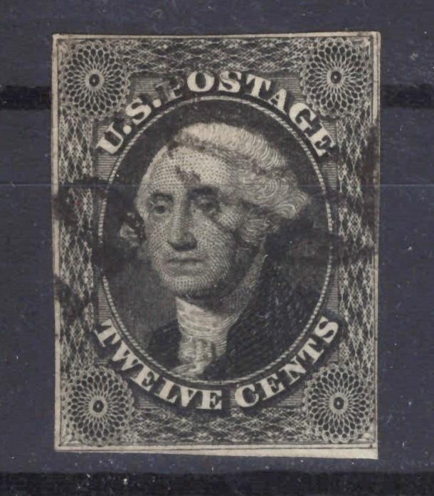 US 17 used F 1851 "Paid" cancel 12c Gray Black Washington Imperf ZAYIX
