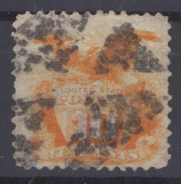 US 116 used F 1869 10c yellowish orange G. Grill (faint) crease ZAYIX