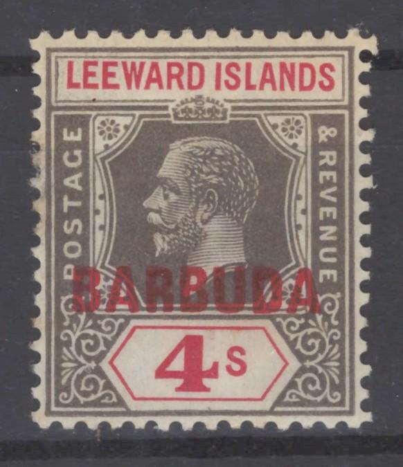 Barbuda 8 MH VF 4sh black & scarlet overprinted in Red on Leeward Islands ZAYIX