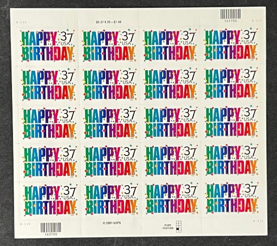 US 3695 Mint Sheet (MNH) Happy Birthday 37-Cent 2002 ZAYIX