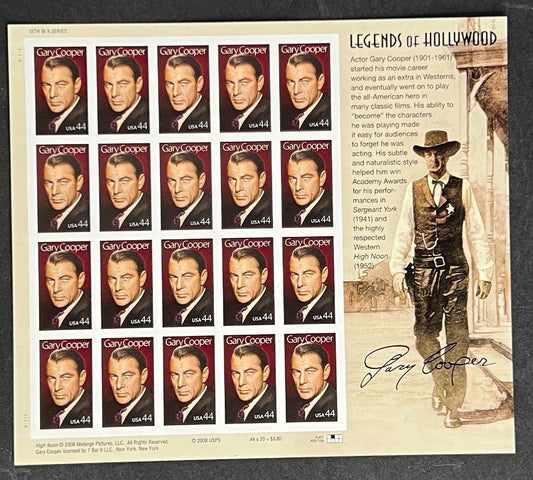 US 4421 Mint Sheet (MNH) Gary Cooper Hollywood 44-Cent 2009 ZAYIX