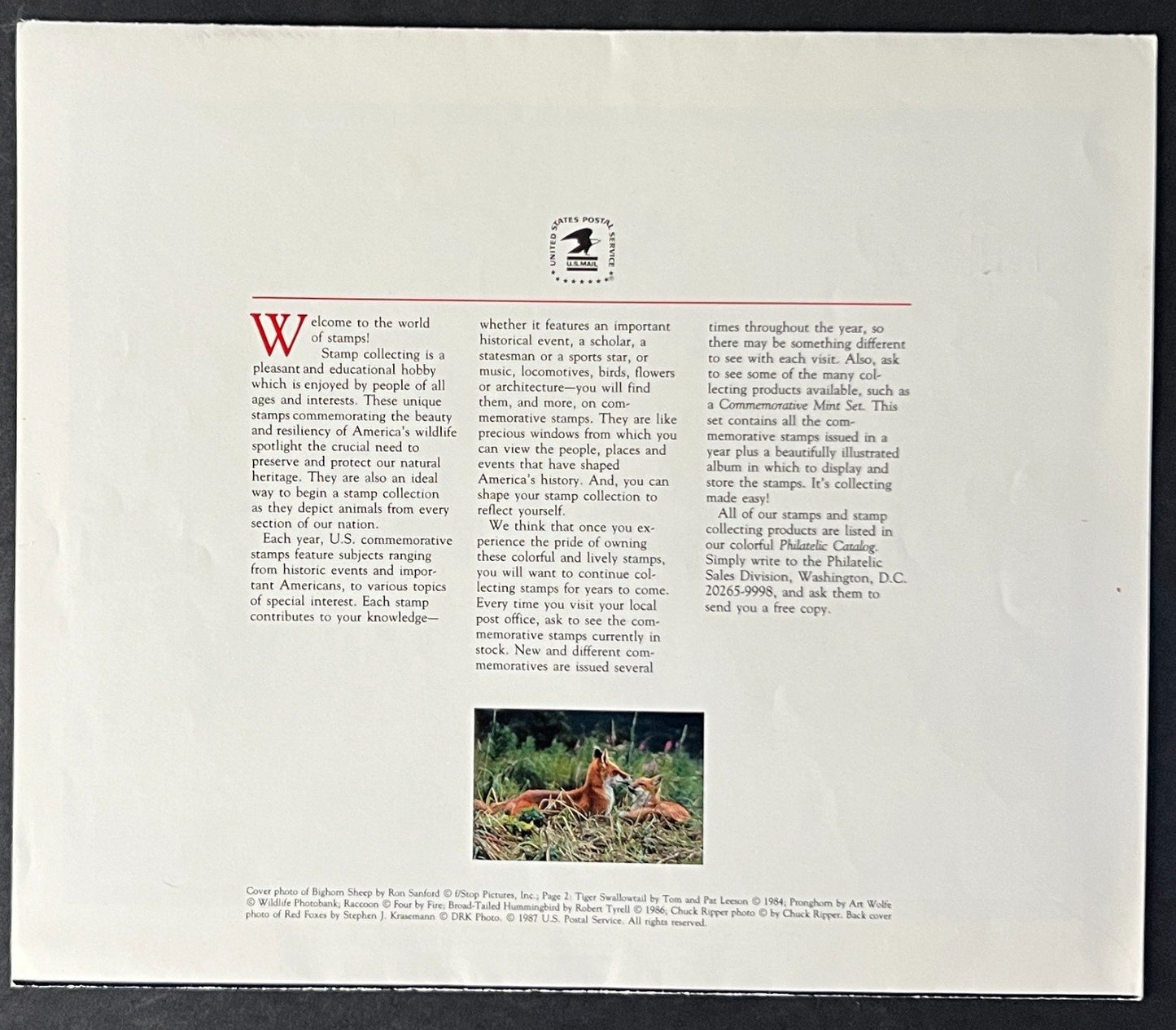 US 2286-2335 Mint Sheet (MNH) American Wildlife with Folder 22-Cent 1987 ZAYIX