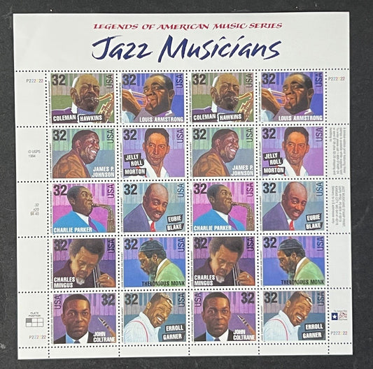 US 2983-2992 Mint Sheet (MNH) Jazz Musicians (PB10) 32-Cent 1995 ZAYIX