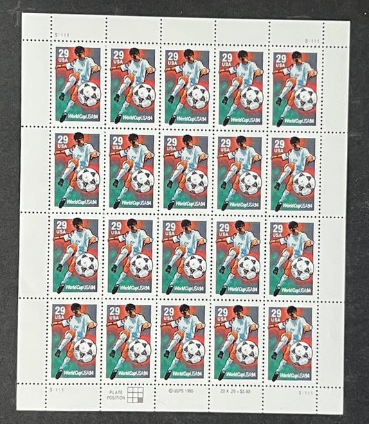 US 2834 Mint Sheet (MNH) World Cup Soccer 29-Cent 1994 ZAYIX