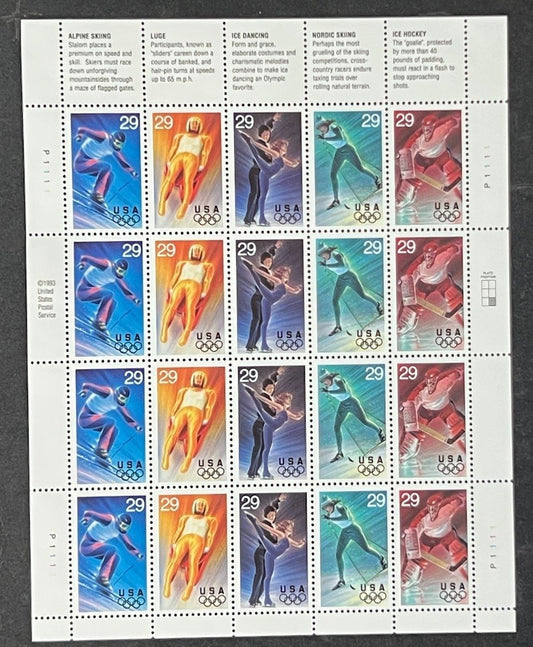 US 2807-2811 Mint Sheet (MNH) Winter Olympics Norway 29-Cent 1994 ZAYIX