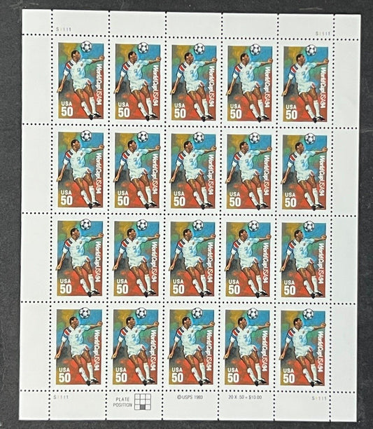 US 2836 Mint Sheet (MNH) World Cup Soccer 50-Cent 1994 ZAYIX