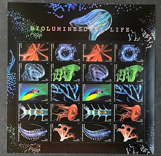 US 5264-5273 Mint Sheet (MNH) Bioluminescent Life Forever Stamp 2018 ZAYIX