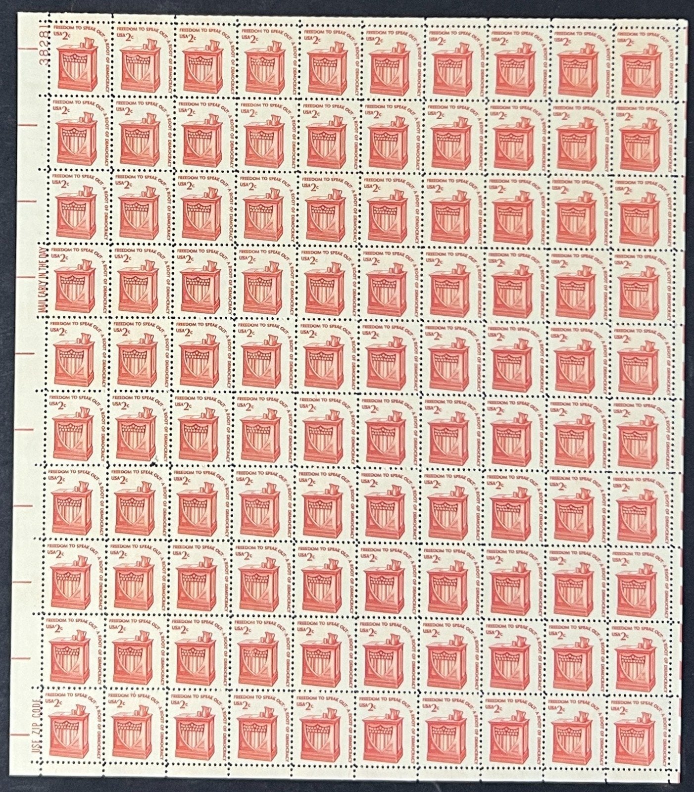 US 1582 Mint Sheet (MNH) Freedom to Speak Out Americana Issue 2-Cent 1977 ZAYIX
