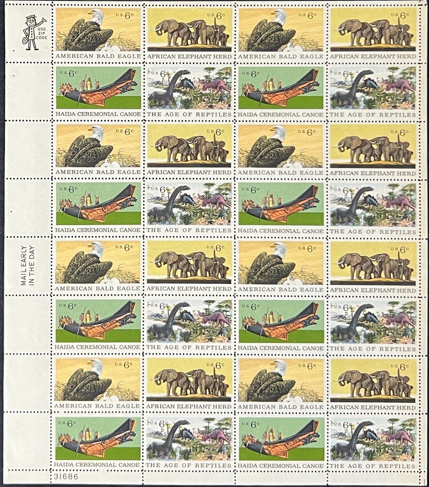 US 1387-1390 Mint Sheet (MNH) Natural History 6-Cent 1970 ZAYIX