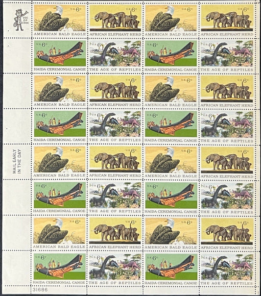 US 1387-1390 Mint Sheet (MNH) Natural History 6-Cent 1970 ZAYIX