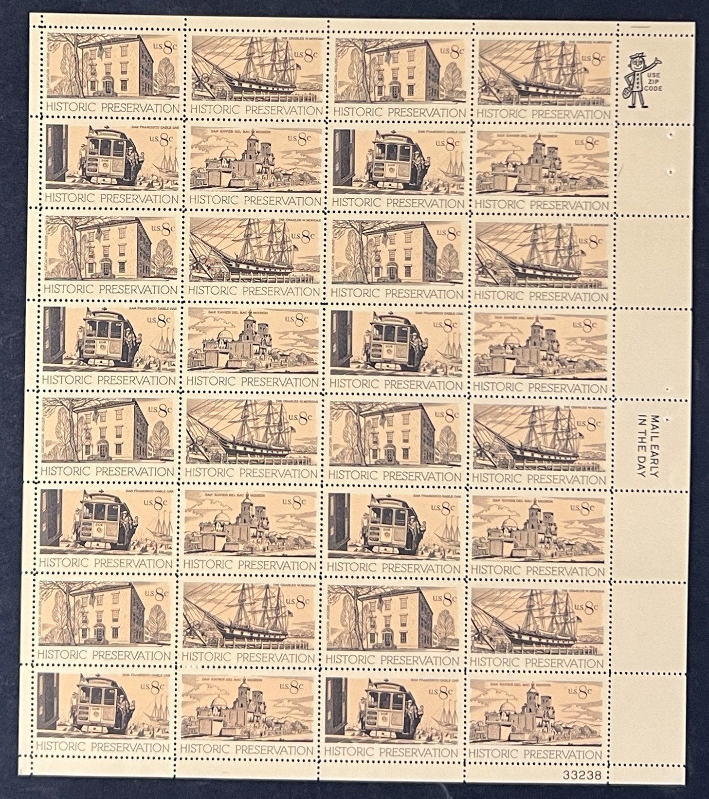 US 1440-1443 Mint Sheet (MNH) Historic Preservation 8-Cent 1971 ZAYIX