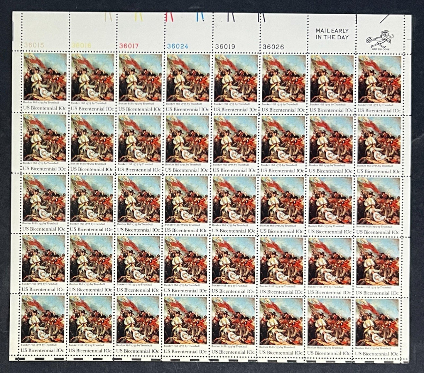 US 1564 Mint Sheet (MNH) Battle of Bunker Hill 10-Cent 1975 ZAYIX
