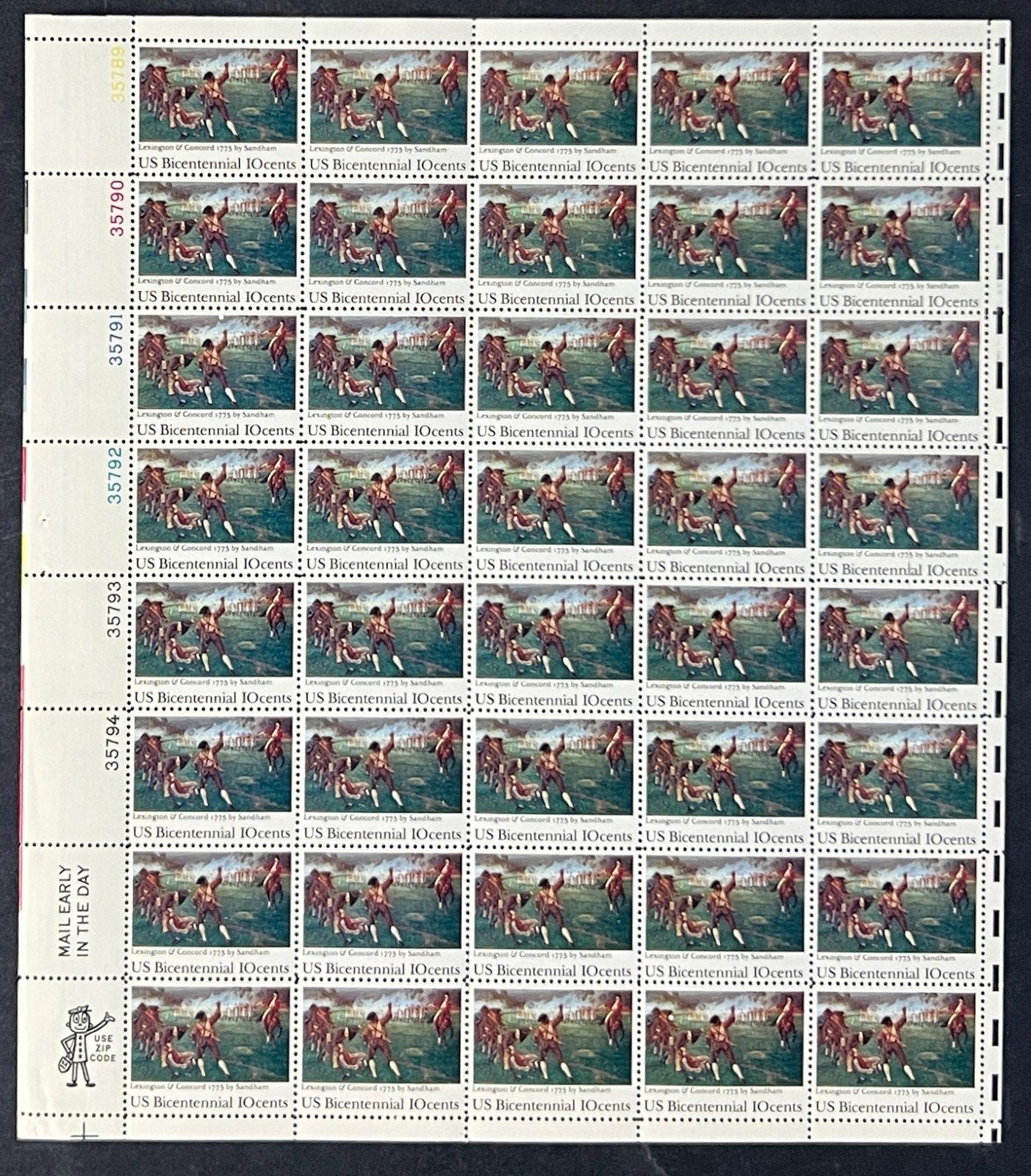 US 1563 Mint Sheet (MNH) Lexington Concord 10-Cent 1975 ZAYIX