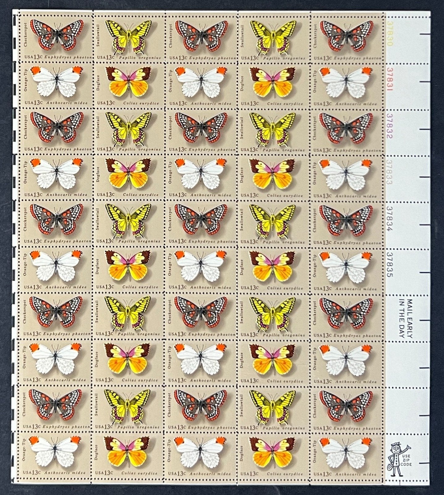 US 1712-1715 Mint Sheet (MNH) Butterflies 13-Cent 1977 ZAYIX