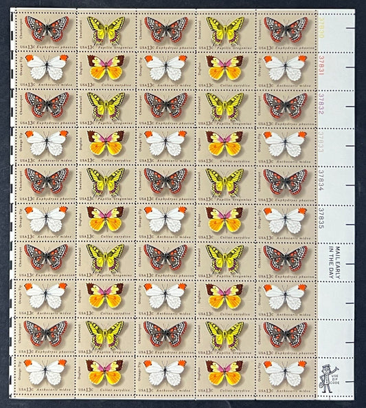 US 1712-1715 Mint Sheet (MNH) Butterflies 13-Cent 1977 ZAYIX