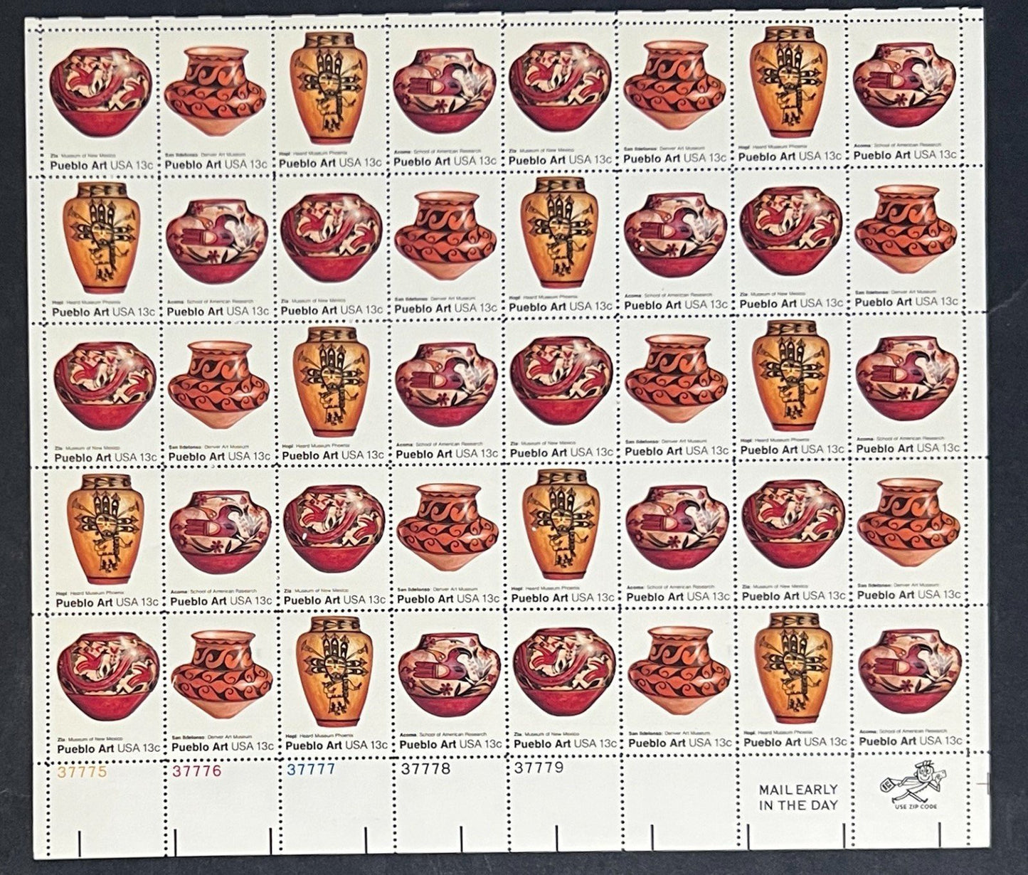 US 1706-1709 Mint Sheet (MNH) Pueblo Art 13-Cent 1975 ZAYIX